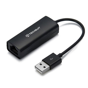 Adaptor Techsuit Ethernet Adapter NetLink (AC19), USB Male to RJ45 LAN Port Female, 100Mbps, ABS, Negru