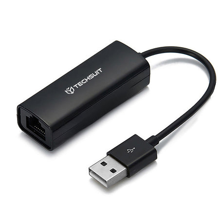 Adaptor Techsuit Ethernet Adapter NetLink (AC19), USB Male to RJ45 LAN Port Female, 100Mbps, ABS, Negru