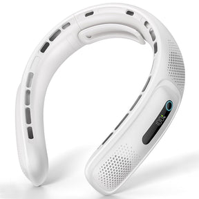 Techsuit Neck Fan (S11), Portable, Silicone Support, 4x Airflow, Digital Display, 4000mAh, 4800RPM, Alb