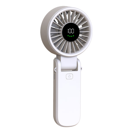 Techsuit Premium Mini Hand Fan (A10), with LED Digital Display, USB-C Rechargeable, 100 Wind Speeds, 5400RPM, Alb