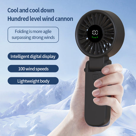 Techsuit Premium Mini Hand Fan (A10), with LED Digital Display, USB-C Rechargeable, 100 Wind Speeds, 5400RPM, Alb