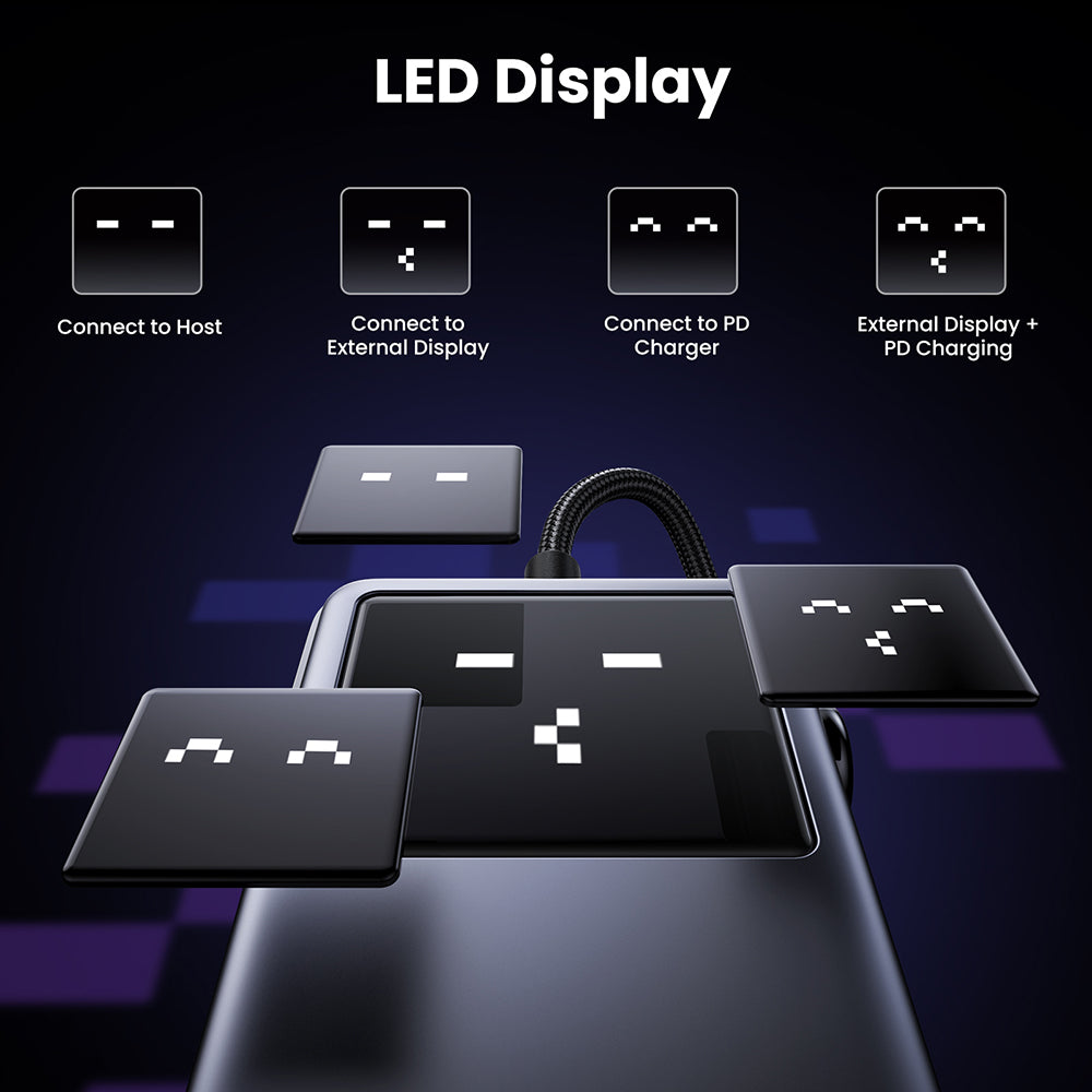 Hub/Dock Ugreen Docking Station Uno 6in1 CM888 (35998), LED Display, 2x USB, 2x Type-C, HDMI, 10Gb/s, 4K, 100W, SD/TF Slot, Negru