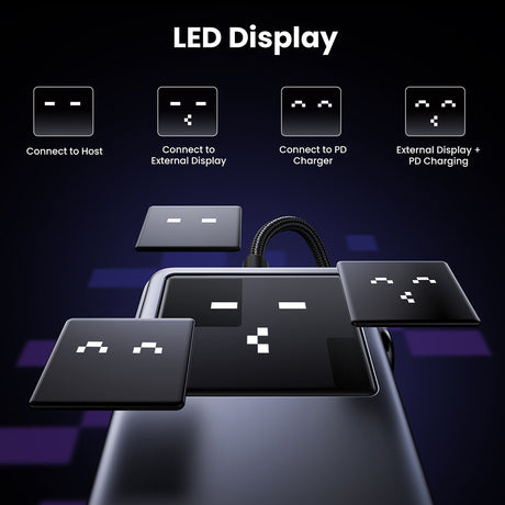Hub/Dock Ugreen Docking Station Uno 6in1 CM888 (35998), LED Display, 2x USB, 2x Type-C, HDMI, 10Gb/s, 4K, 100W, SD/TF Slot, Negru