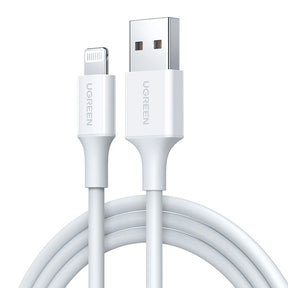 Cablu Ugreen US155 (20728), for iPhone, iPad, iPod, USB to Lightning, 5V/2.4A, 480Mbps, MFi Ceritified, 1m, Alb