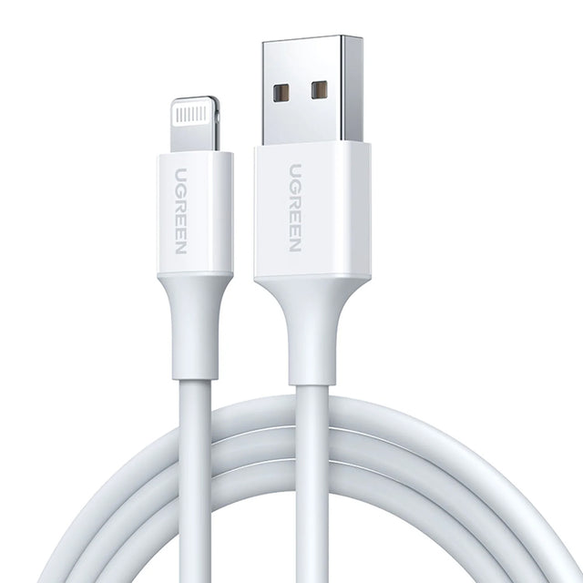Cablu Ugreen US155 (20728), for iPhone, iPad, iPod, USB to Lightning, 5V/2.4A, 480Mbps, MFi Ceritified, 1m, Alb