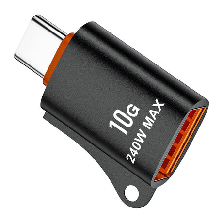 Adaptor Techsuit Premium OTG Adapter HyperPort (A1), USB 3.0 Female to Type-C Male, 10Gbps, 240W, Aluminum Alloy, Negru / Orange