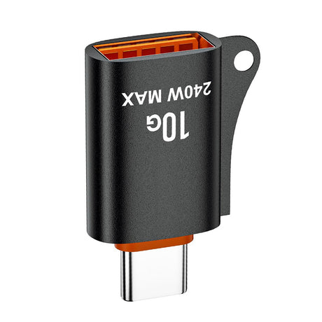Adaptor Techsuit Premium OTG Adapter HyperPort (A1), USB 3.0 Female to Type-C Male, 10Gbps, 240W, Aluminum Alloy, Negru / Orange