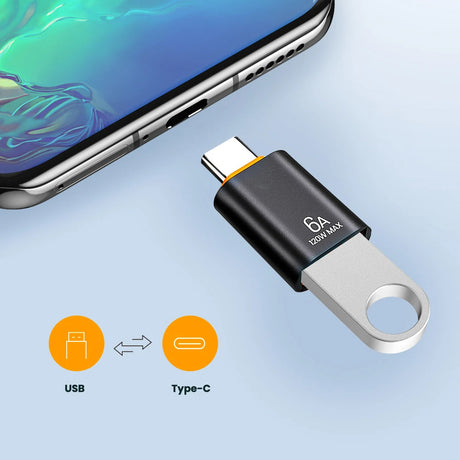 Adaptor Techsuit Premium OTG Adapter HyperPort (A2), USB to Type-C, 5Gbps, 6A, 120W, Converter for PC/Laptop, Negru / Orange