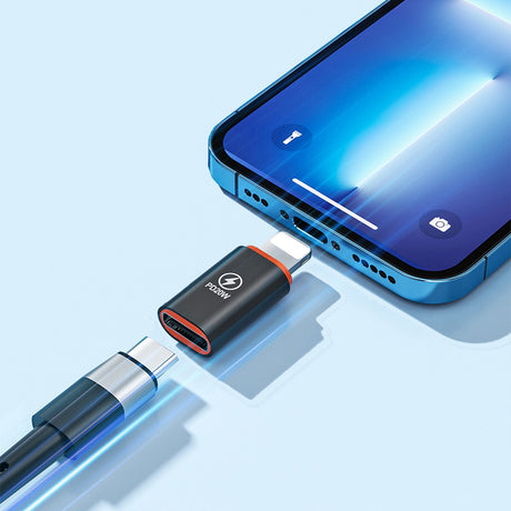 Adaptor Techsuit Premium OTG Adapter HyperPort (A3), Type-C Male to Lightning Female, PD20W, Converter for iPhone, Negru / Orange