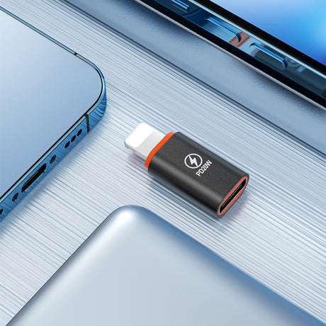 Adaptor Techsuit Premium OTG Adapter HyperPort (A3), Type-C Male to Lightning Female, PD20W, Converter for iPhone, Negru / Orange