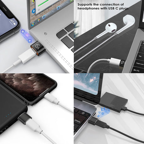 Adaptor Techsuit Premium OTG Adapter HyperPort (A4), Type-C to USB, 5Gbps, 6A, 120W, Converter for Phone, Negru / Orange