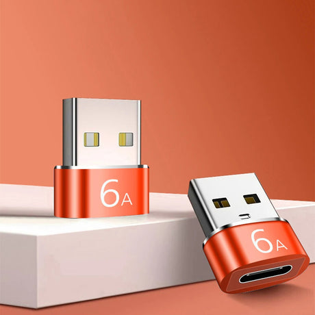 Adaptor Techsuit Premium OTG Adapter HyperPort (A4), Type-C to USB, 5Gbps, 6A, 120W, Converter for Phone, Negru / Orange