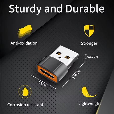 Adaptor Techsuit Premium OTG Adapter HyperPort (A4), Type-C to USB, 5Gbps, 6A, 120W, Converter for Phone, Negru / Orange