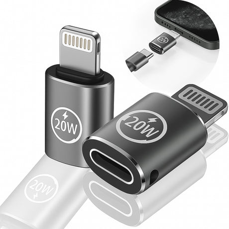 Adaptor Techsuit Premium OTG Adapter TitanCoreX (A11), Lightning to Type-C, 3A, Aluminum Alloy, Plug&Play, Fast Transfer, Gri