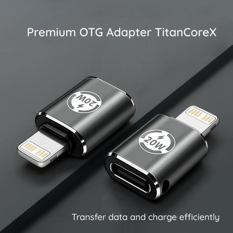 Adaptor Techsuit Premium OTG Adapter TitanCoreX (A11), Lightning to Type-C, 3A, Aluminum Alloy, Plug&Play, Fast Transfer, Gri