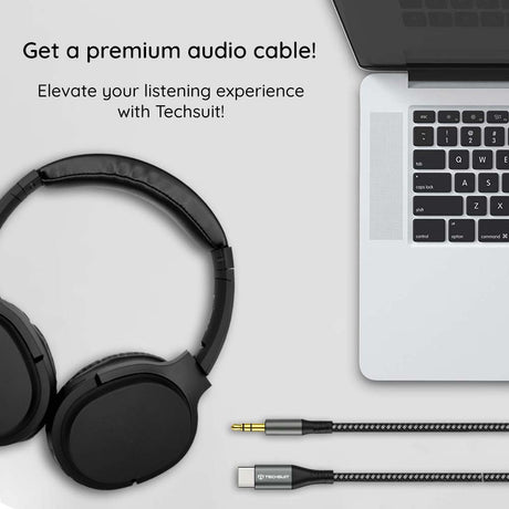 Adaptor Techsuit Premium Cable Adapter NexaSound (AC16), Type-C to 3.5mm Jack, DAC Chip, Nylon Braided + Aluminum Alloy, 1m, Gri