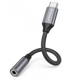 Adaptor Techsuit (set de 2) Premium Cable Adapter FuseXound (AC12), Type-C to 3.5mm Jack, 3A, DAC Chip, Plug and Play, Braid, Gri