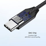 Adaptor Techsuit Premium Cable Adapter MusicDoX (AC8), Type-C to Jack, Hi-Fi Sound, DAC Chip, 3A, 0.1m, Gri