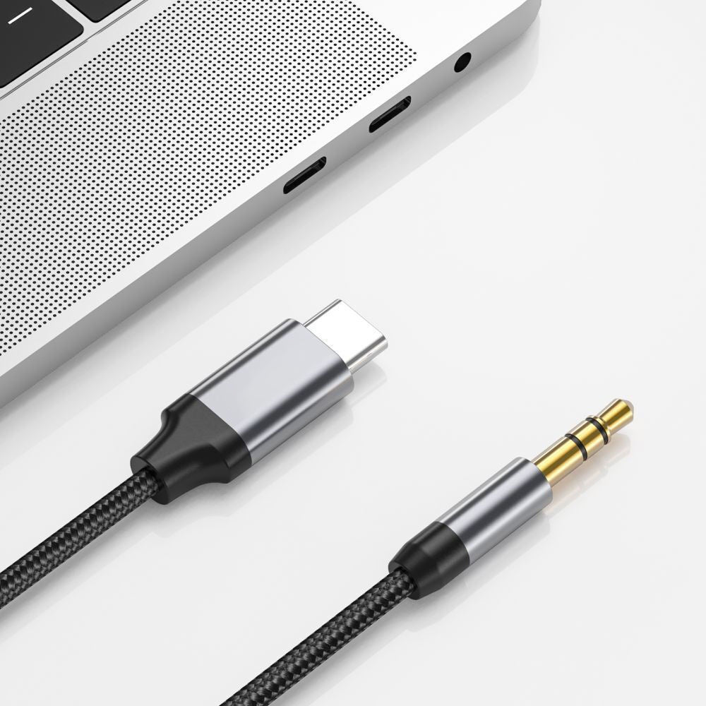 Adaptor Techsuit Premium Cable Adapter SoundShell (AC9), USB-C to 3.5mm Jack, DAC Chip, 16bit/48Khz, 1.5m, Gri