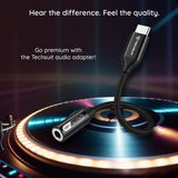 Adaptor Techsuit Premium Cable Adapter FuseXound (AC13), Type-C to 3.5mm Jack, Hi-Fi Quality, DAC Chip, 3A, 48kHz, 0.1m, Negru