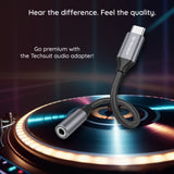Adaptor Techsuit (set de 2) Premium Cable Adapter FuseXound (AC12), Type-C to 3.5mm Jack, 3A, DAC Chip, Plug and Play, Braid, Gri