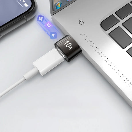 Adaptor Techsuit Premium OTG Adapter HyperPort (A7), Type-C to USB3.0, 5Gbps, 10A, Converter for Phone, Negru / Orange
