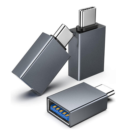 Adaptor Techsuit Premium OTG Adapter SlateVolt (A8), USB 3.0 to Type-C, 5Gbps, 3A, Aluminum Alloy, Fast Data Transfer, Gri