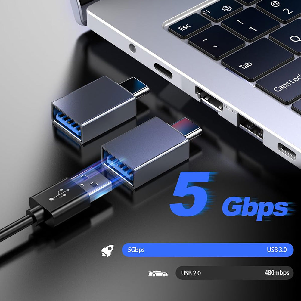 Adaptor Techsuit Premium OTG Adapter SlateVolt (A8), USB 3.0 to Type-C, 5Gbps, 3A, Aluminum Alloy, Fast Data Transfer, Gri