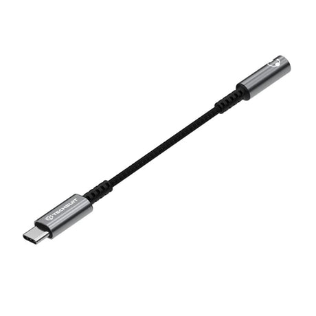 Adaptor Techsuit Premium Cable Adapter SonicPiX (AC14), Type-C to 3.5mm Jack, 3A, DAC Chip, Aluminum, Digital Decoder, 0.1m, Gri