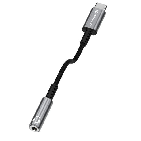 Adaptor Techsuit Premium Cable Adapter SonicPiX (AC14), Type-C to 3.5mm Jack, 3A, DAC Chip, Aluminum, Digital Decoder, 0.1m, Gri