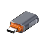 Adaptor Techsuit Premium OTG Adapter SlateVolt (A9), USB to Type-C, 5Gbps, 6A, 120W, Plug and Play, Fast Data Transfer, Gri / Orange