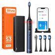 Bitvae Electric Toothbrush (BVS3 Smart), Sonic, 4 Heads with Cover, Case, 5Modes, Timer, Pressure Sensor, App, Night Blue