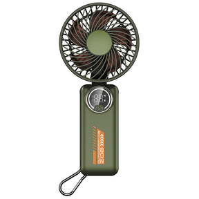 Techsuit Premium Mini Hand Fan (Z8), with LED Digital Display, USB-C Rechargeable, 3 Wind Speeds, 2A, 3600mAh, Verde