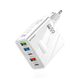 Incarcator Techsuit Premium PentaXPower (CHC1), 3x USB, 2x Type-C PD 25W, 65W, GaN, Fast Charge, Alb