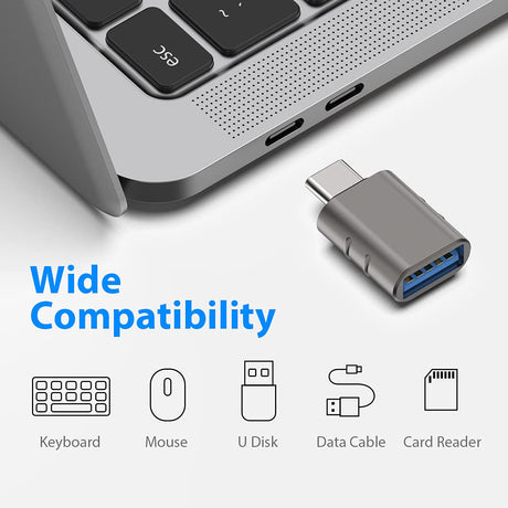 Adaptor Techsuit Premium OTG Adapter SlateVolt (A10), USB 3.0 to Type-C, 5Gbps, 3A, Zinc Alloy, Support for Thunderbolt 3, Gri