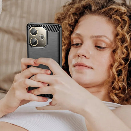 Husa de protectie Techsuit Carbon Silicone compatibil cu Oppo Reno14, Negru