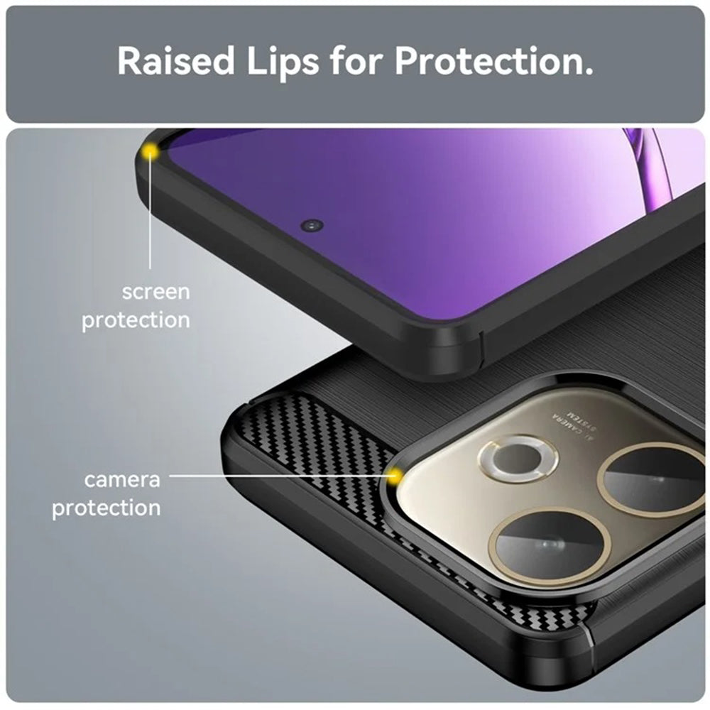 Husa de protectie Techsuit Carbon Silicone compatibil cu Oppo Reno14, Negru