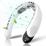 Techsuit Neck Fan (S8), Portable, with Digital Display, 3 Wind Speeds, 4000mAh, 7300RPM, Alb