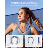 Techsuit Neck Fan (S8), Portable, with Digital Display, 3 Wind Speeds, 4000mAh, 7300RPM, Albastru