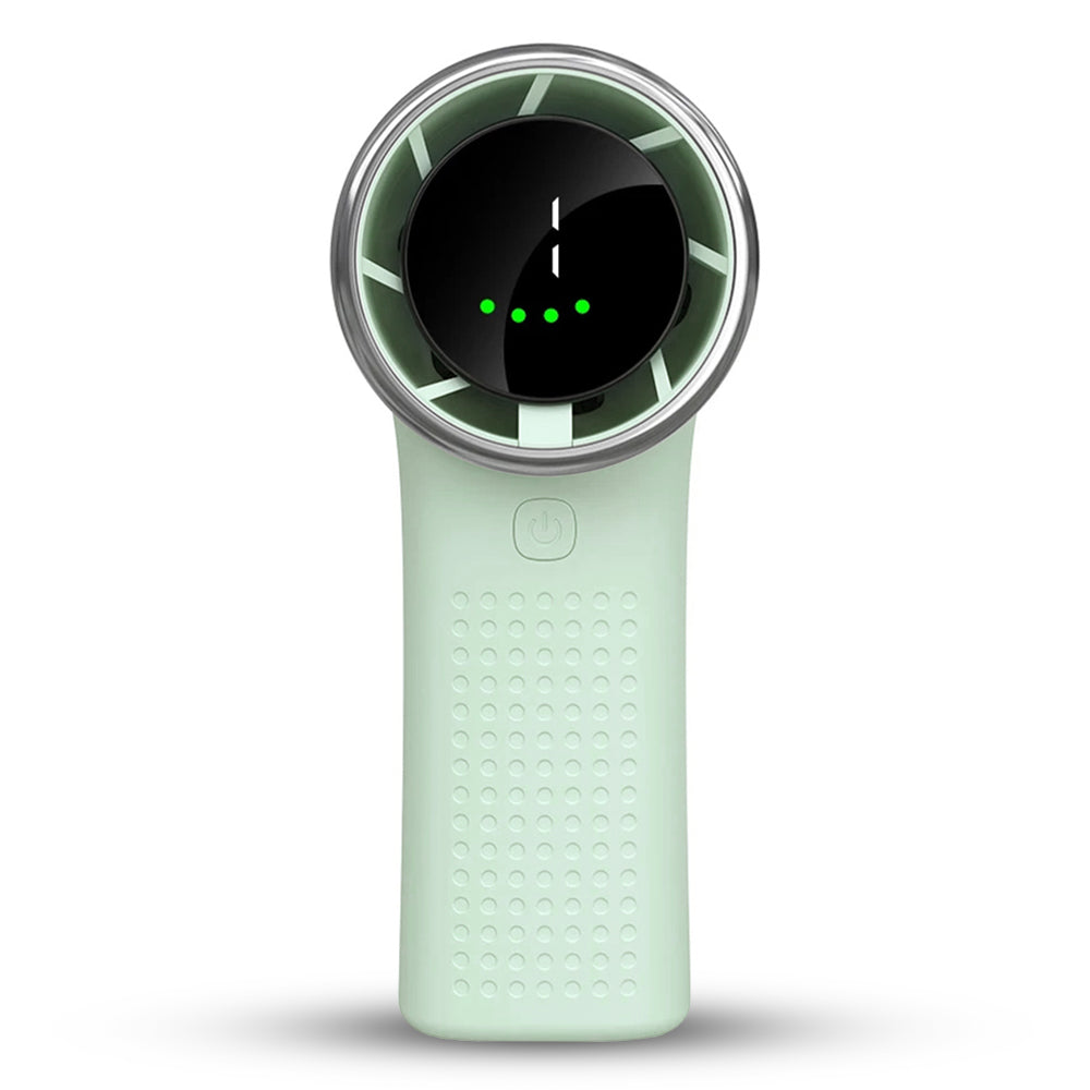 Techsuit Premium Mini Hand Fan (A8), with LED Digital Display, USB-C Rechargeable, 5 Wind Speeds, 3600mAh, Verde