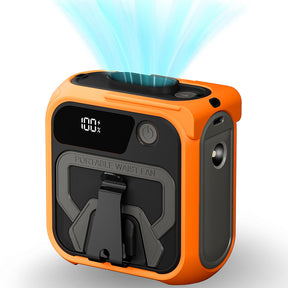 Techsuit Premium Portable Mini Fan (Z13), with Power Bank, Rechargeable, 5 Wind Speeds, Belt Buckle, 10000mAh, Portocaliu