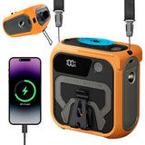 Techsuit Premium Portable Mini Fan (Z13), with Power Bank, Rechargeable, 5 Wind Speeds, Belt Buckle, 10000mAh, Portocaliu