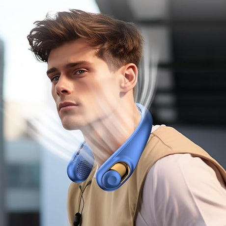 Techsuit Neck Fan (S9), Portable, with Digital Display, 3 Wind Speeds, 5200mAh, 5800RPM, Negru