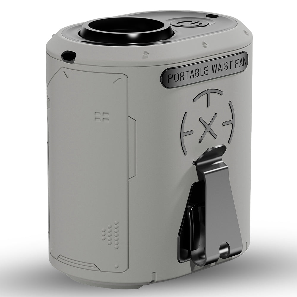 Techsuit Premium Portable Mini Fan (Z14), with Power Bank, Rechargeable, 5 Wind Speeds, Belt Buckle, 5000mAh, Gri