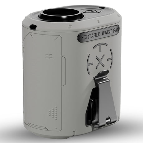 Techsuit Premium Portable Mini Fan (Z14), with Power Bank, Rechargeable, 5 Wind Speeds, Belt Buckle, 5000mAh, Gri