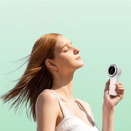 Techsuit Premium Mini Hand Fan (A8), with LED Digital Display, USB-C Rechargeable, 5 Wind Speeds, 3600mAh, Negru