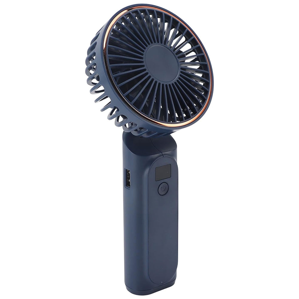 Techsuit Premium Mini Hand Fan (M12), with LED Digital Display, USB-C Rechargeable, 6 Wind Speeds, 5000mAh, Albastru