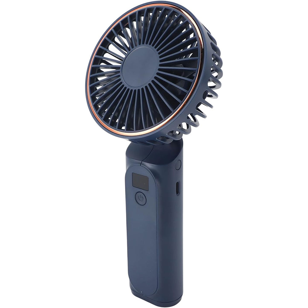 Techsuit Premium Mini Hand Fan (M12), with LED Digital Display, USB-C Rechargeable, 6 Wind Speeds, 5000mAh, Albastru