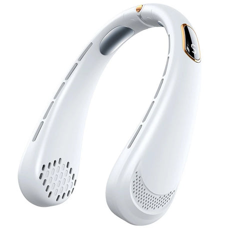 Techsuit Neck Fan (H6), Portable, USB, Rechargeable, Adjustable, Digital Display, 1200mAh, Alb