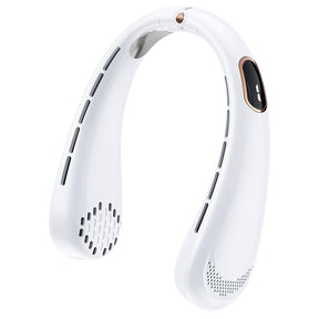Techsuit Neck Fan (H6), Portable, USB, Rechargeable, Adjustable, Digital Display, 1200mAh, Alb